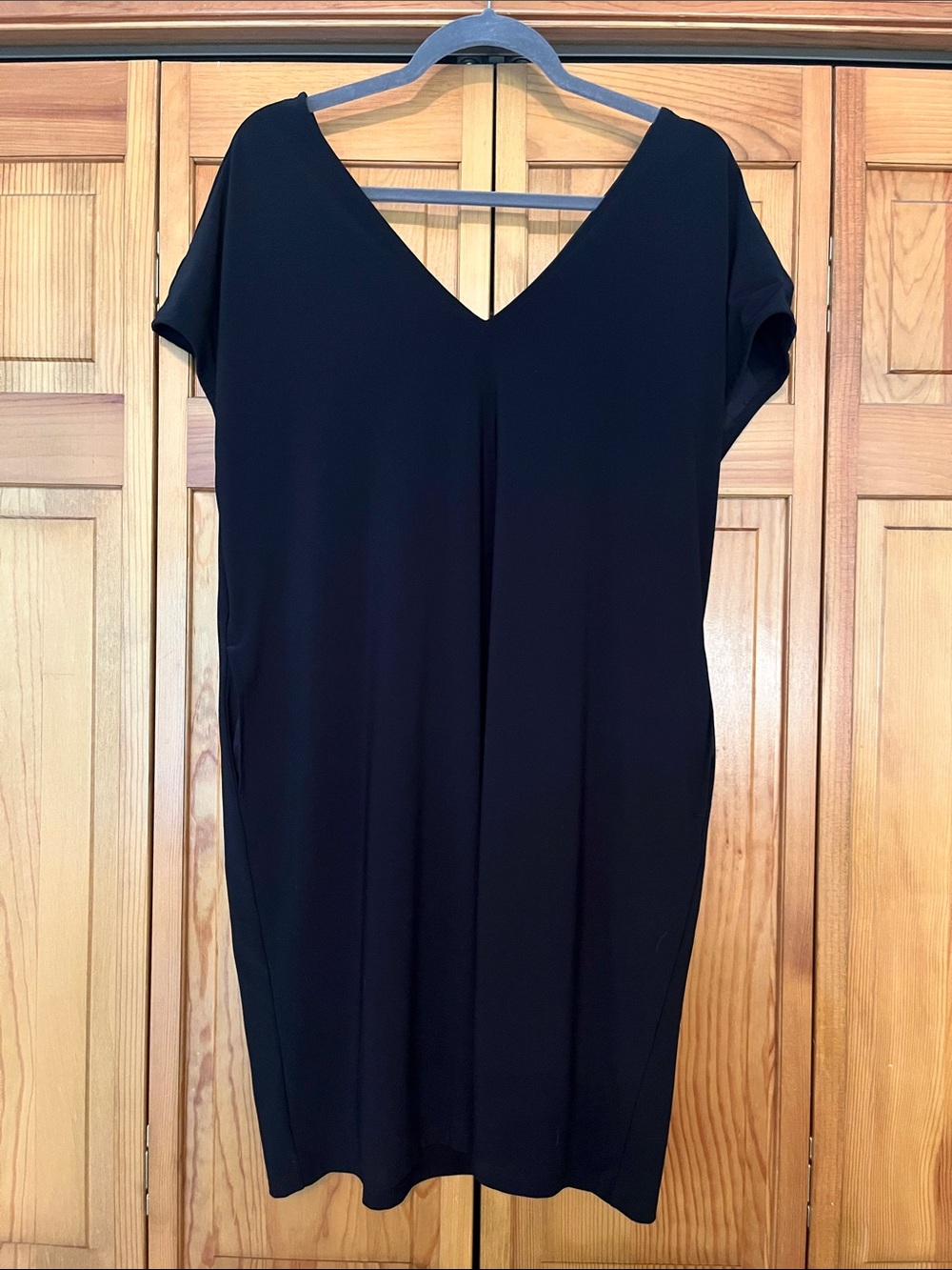 Halogen Black V-Neck Short-Sleeve Mini Dress